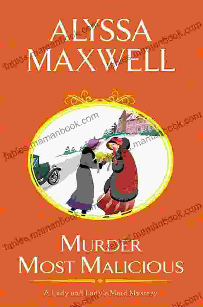 Murder Most Malicious Lady Book Cover With A Woman In A Red Dress Holding A Gun Murder Most Malicious (A Lady And Lady S Maid Mystery 1)